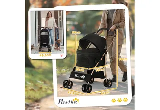 Hondenbuggy 2-in-1 Inklapbaar tot 10 kg - Hondenkar - Buggy voor Honden - Zwart by PawHut in Black – product photo 3 of 5