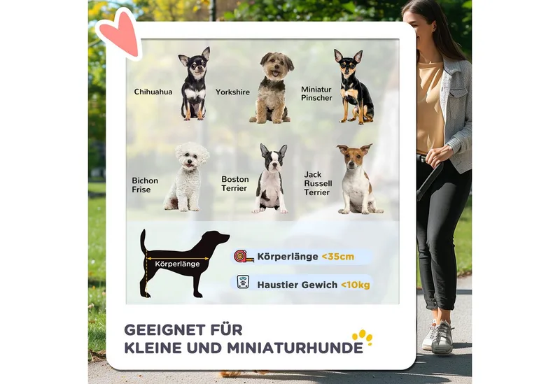 Hondenbuggy 2-in-1 Inklapbaar tot 10 kg - Hondenkar - Buggy voor Honden - Zwart by PawHut in Black – product photo 4 of 5