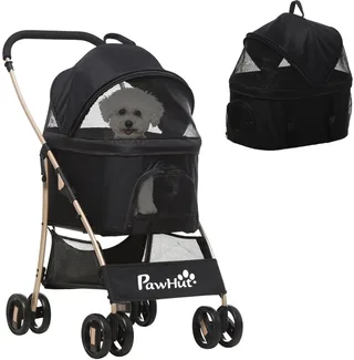 Hondenbuggy 2-in-1 Inklapbaar tot 10 kg - Hondenkar - Buggy voor Honden - Zwart by PawHut in Black – product photo 1 of 5