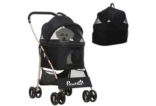 Hondenbuggy 2-in-1 Inklapbaar tot 10 kg - Hondenkar - Buggy voor Honden - Zwart by PawHut in Black – product photo 2 of 5