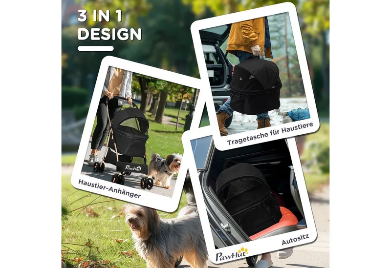 Hondenbuggy 2-in-1 Inklapbaar tot 10 kg - Hondenkar - Buggy voor Honden - Zwart by PawHut in Black – product photo 5 of 5