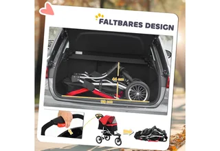 hondenbuggy - met 3 wielen - opvouwbaar - tot 10 kg von PawHut in Rot – Produktfoto 5 von 5