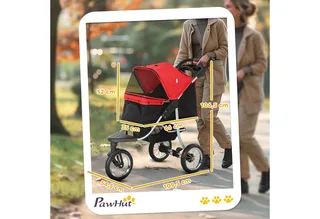 hondenbuggy - met 3 wielen - opvouwbaar - tot 10 kg von PawHut in Rot – Produktfoto 3 von 5