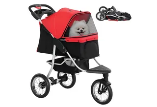 hondenbuggy - met 3 wielen - opvouwbaar - tot 10 kg von PawHut in Rot – Produktfoto 2 von 5