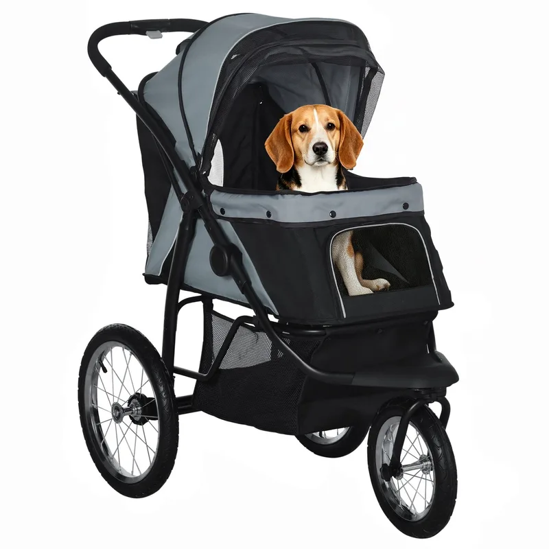 Hondenbuggy met 3 Wielen tot 20 kg - Hondenkar - Inklapbare Buggy voor Honden - Grijs by PawHut in Grey – product photo 1 of 4