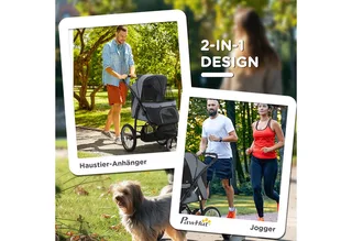 Hondenbuggy met 3 Wielen tot 20 kg - Hondenkar - Inklapbare Buggy voor Honden - Grijs by PawHut in Grey – product photo 4 of 4