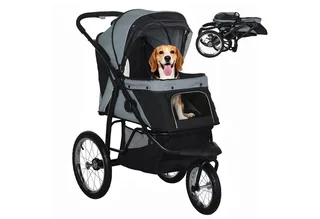 Hondenbuggy met 3 Wielen tot 20 kg - Hondenkar - Inklapbare Buggy voor Honden - Grijs by PawHut in Grey – product photo 2 of 4