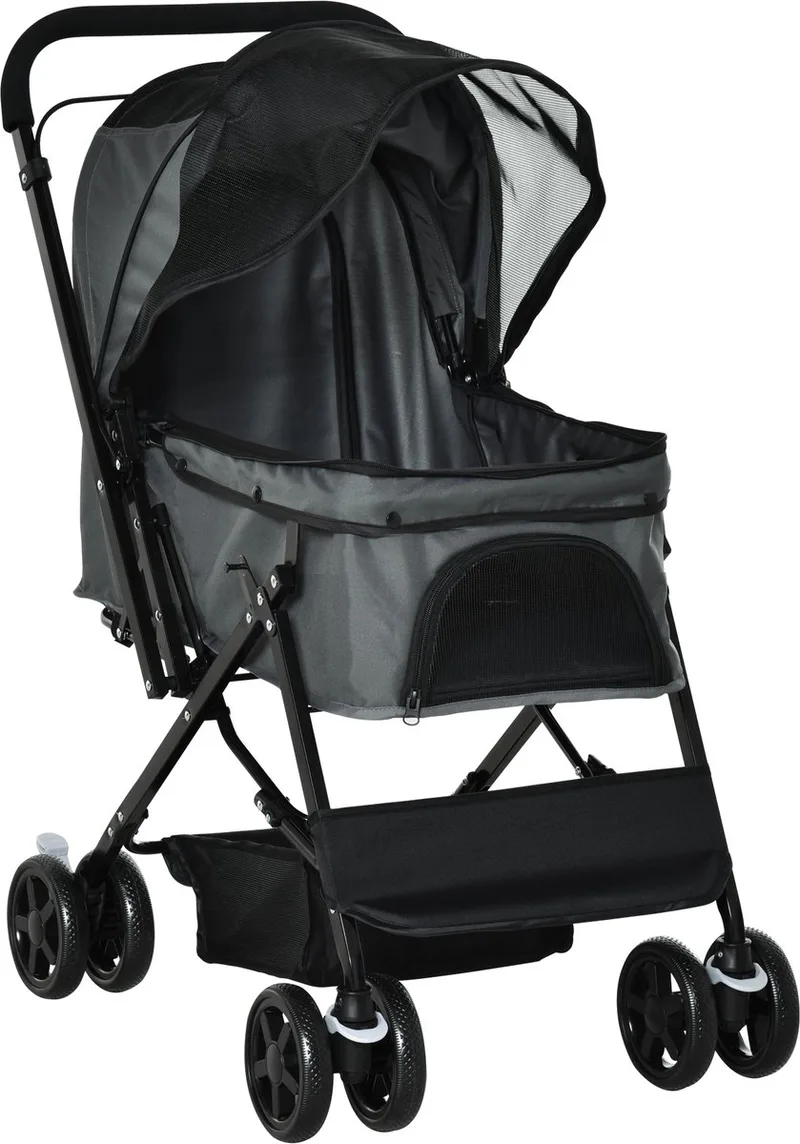 Hondenbuggy met Kap tot 20 kg - Hondenkar - Buggy voor Honden by PawHut in Dark grey – product photo