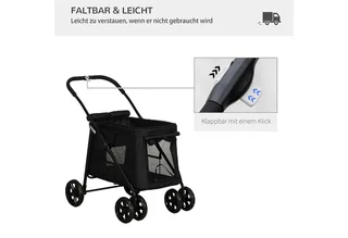 Hondenbuggy opvouwbaar met kussen tot 20 kg - Hondenkar - Inklapbare Buggy voor Honden - Hondentrolley - Zwart by PawHut in Black – product photo 5 of 5
