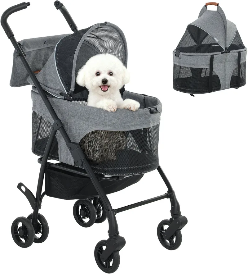 Hondenbuggy - Oxfordstof, Metaal - 69 x 47 x 101 cm von PawHut in Grau – Produktfoto