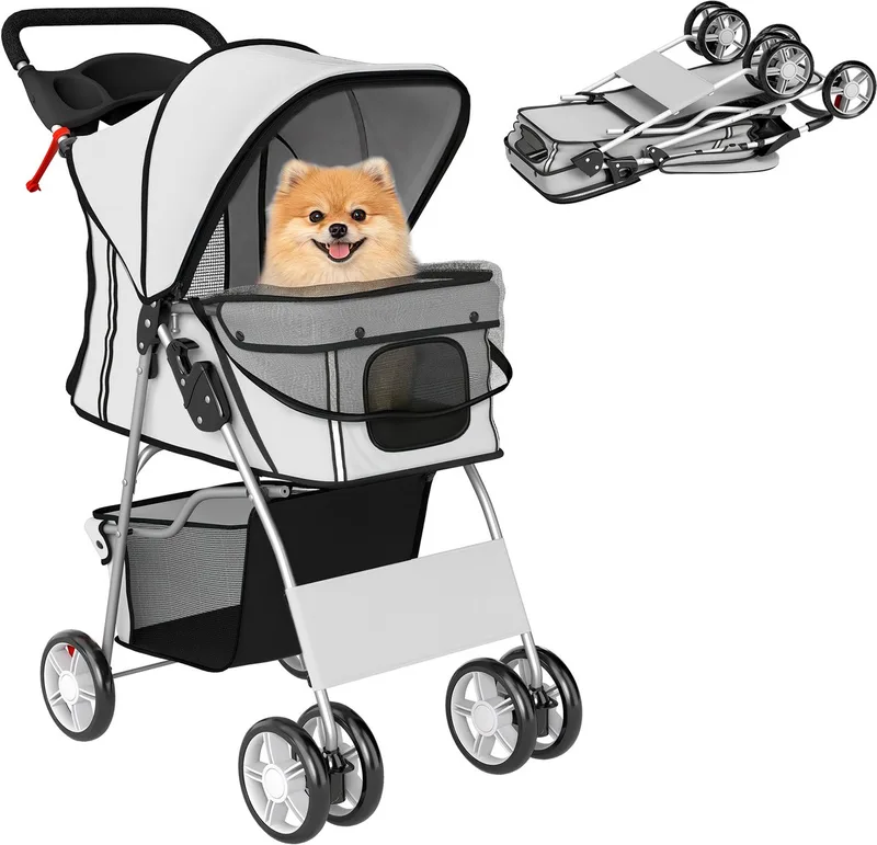Hondenbuggy - Staal, 600D Oxford-stof - 75x45x97cm - Grijs de PawHut – photo produit