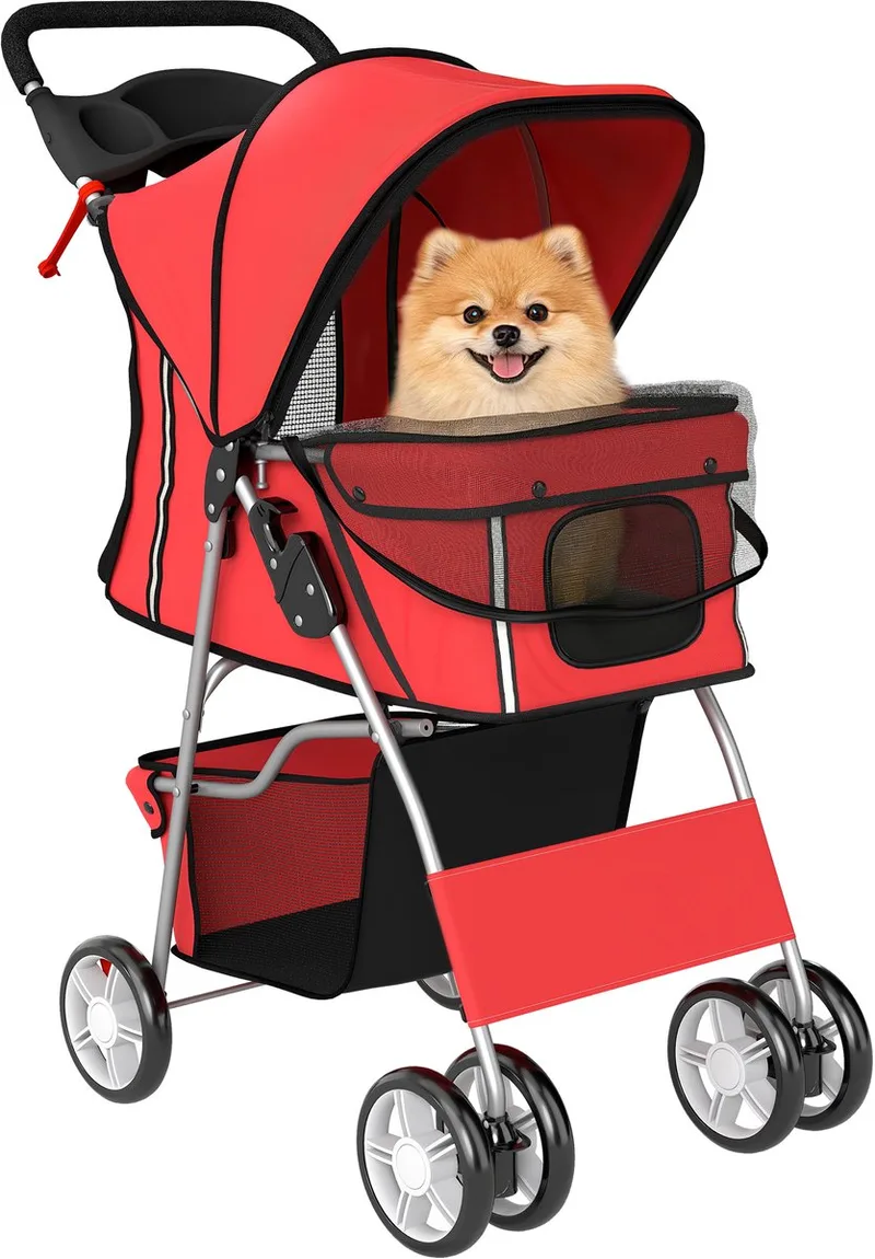 Hondenbuggy - Staal, 600D Oxford-stof - 75x45x97cm - Rood de PawHut – photo produit