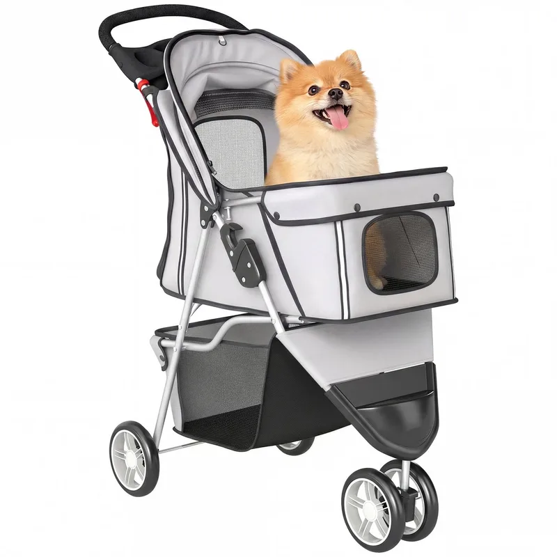 hondenbuggy - Staal, Oxford-stof - 77 x 44 x 102 cm - Grijs von PawHut – Produktfoto