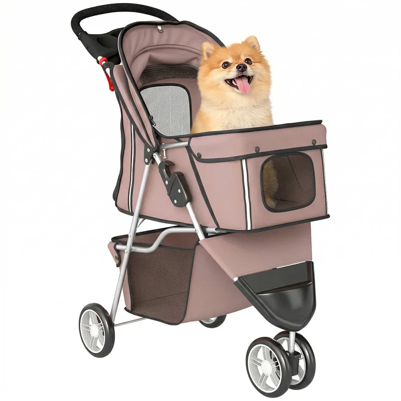 Hondenbuggy - Staal, Oxford-stof - 77 x 44 x 102 cm - Koffie von PawHut – Produktfoto