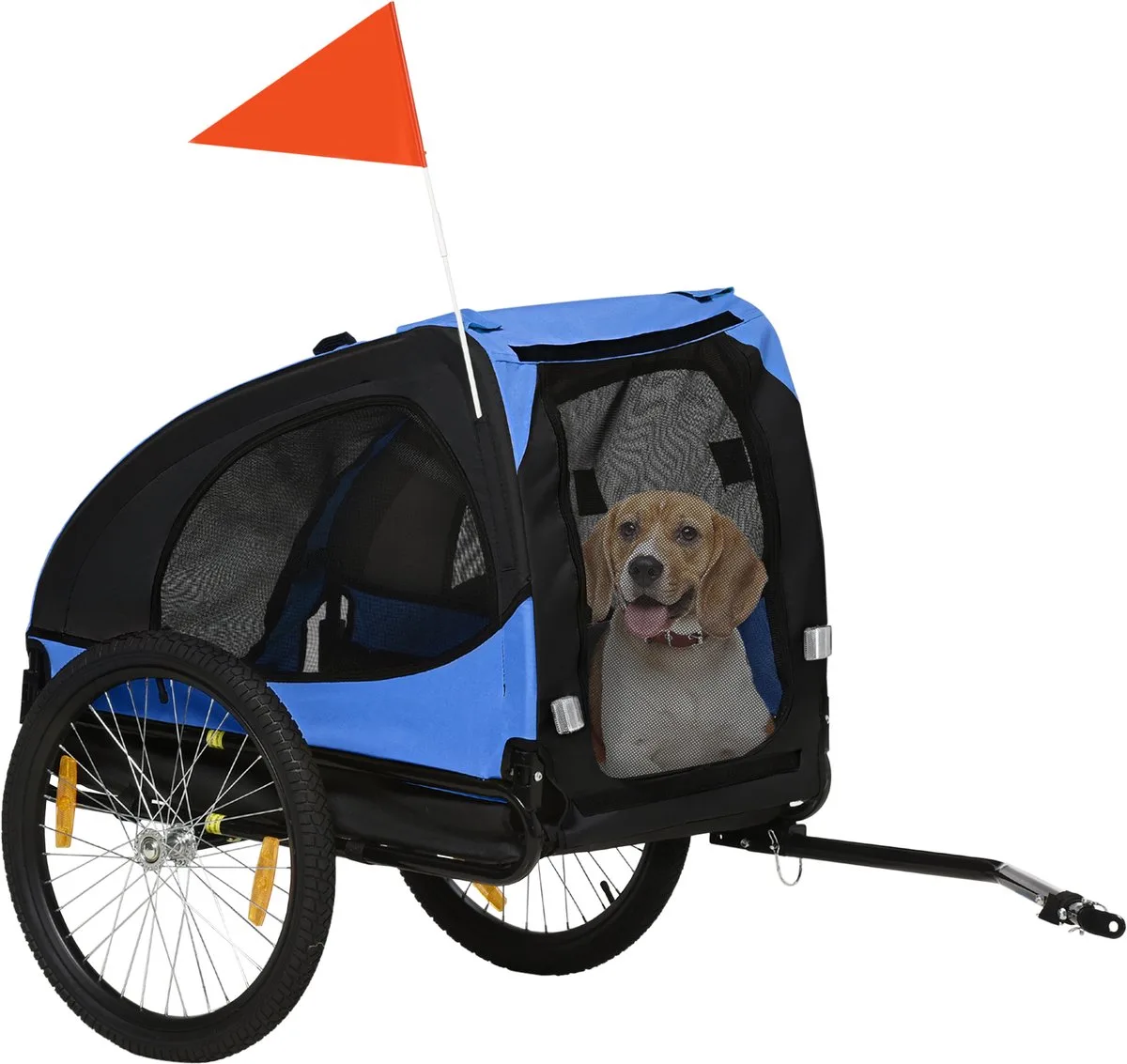 Hondenfietskar Opvouwbaar - Fietskar voor Honden met Reflectoren - Hondenaanhanger från PawHut i Blå – produktbild