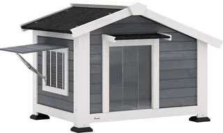 Hondenhok-Grenenhout, Metaal-98L x 76B x 69,5H cm-Grijs by PawHut in Grey – product photo 1 of 5