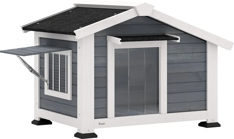 Hondenhok-Grenenhout, Metaal-98L x 76B x 69,5H cm-Grijs by PawHut in Grey – product photo 1 of 5