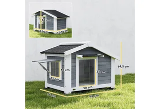 Hondenhok-Grenenhout, Metaal-98L x 76B x 69,5H cm-Grijs by PawHut in Grey – product photo 3 of 5