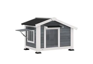 Hondenhok-Grenenhout, Metaal-98L x 76B x 69,5H cm-Grijs by PawHut in Grey – product photo 2 of 5