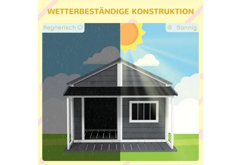 Hondenhok - met Verhoogde Bodem - D02-100V01 von PawHut in Grau, Schwarz, Weiß – Produktfoto 5 von 5