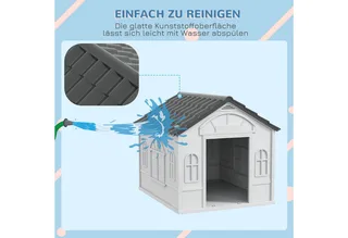 Hondenhok met zadeldak weerbestendig - Hondenhok voor buiten - Hondenhuis - Hondenkennel - Grijs de PawHut en Gris – photo produit 5 sur 5