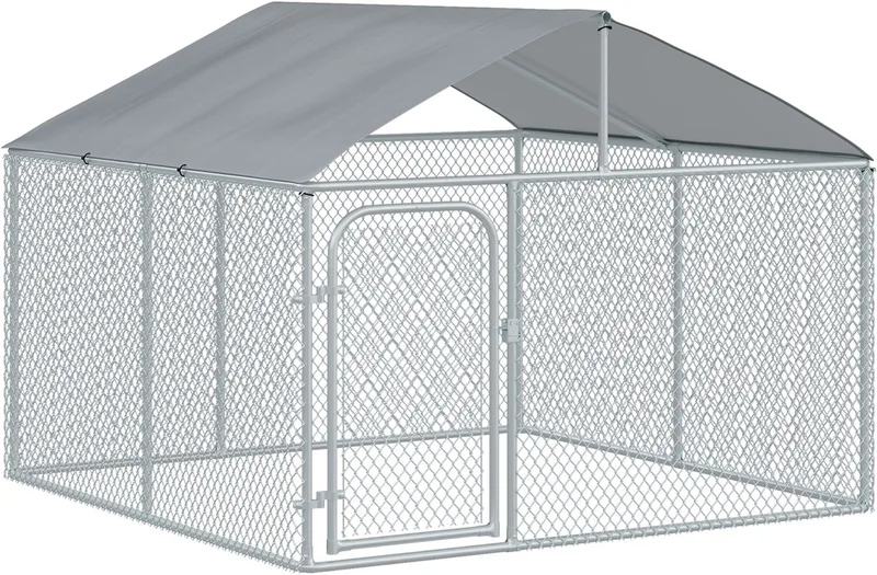 Hondenhok - Staal - 230x230x175cm de PawHut en Argent – photo produit