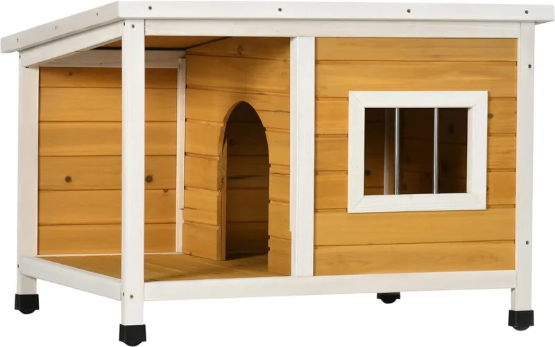 Hondenhuis klein tot 8kg - Hondenhok voor buiten - Hondenhok - Hondenhok hout - Hondenhuis voor buiten de PawHut en Jaune – photo produit