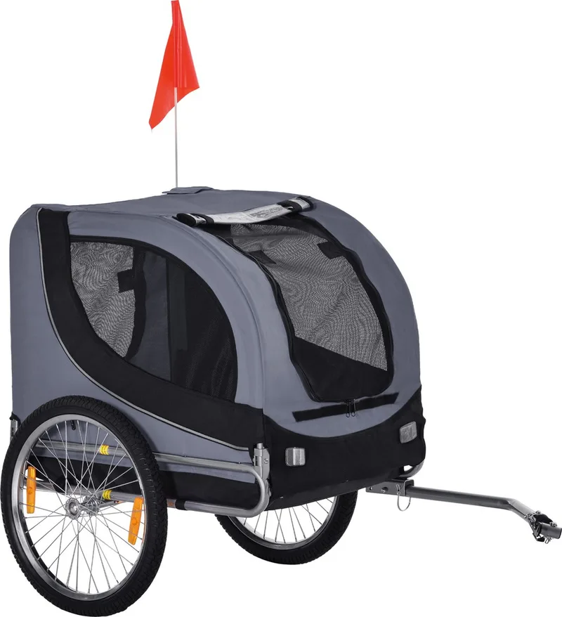 Hondenkar fietskar hondenfietskar grijze regenhoes D00-050 von PawHut in Grau – Produktfoto