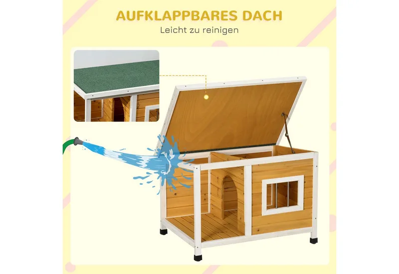 Hondenkennel met terras voor kleinere honden D02-152V00 de PawHut en Orange – photo produit 5 sur 5