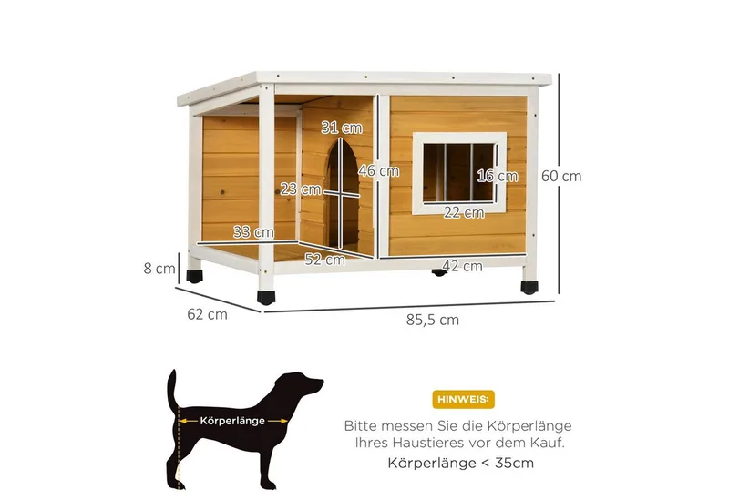 Hondenkennel met terras voor kleinere honden D02-152V00 de PawHut en Orange – photo produit 3 sur 5