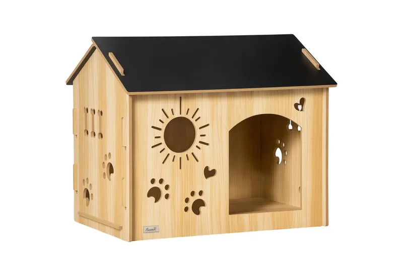 Hondenkennel met ventilatieopeningen D04-247V00 von PawHut in Eiche, Schwarz – Produktfoto 2 von 5