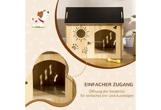 Hondenkennel met ventilatieopeningen D04-247V00 von PawHut in Eiche, Schwarz – Produktfoto 5 von 5