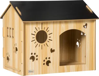 Hondenkennel met ventilatieopeningen D04-247V00 von PawHut in Eiche, Schwarz – Produktfoto 1 von 5
