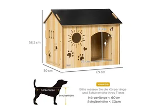 Hondenkennel met ventilatieopeningen D04-247V00 von PawHut in Eiche, Schwarz – Produktfoto 3 von 5