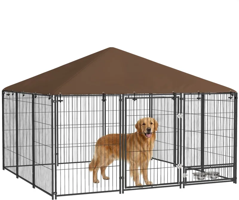 Hondenkennel - Staal - 211x211x151cm - Café von PawHut in Koffie – Produktfoto