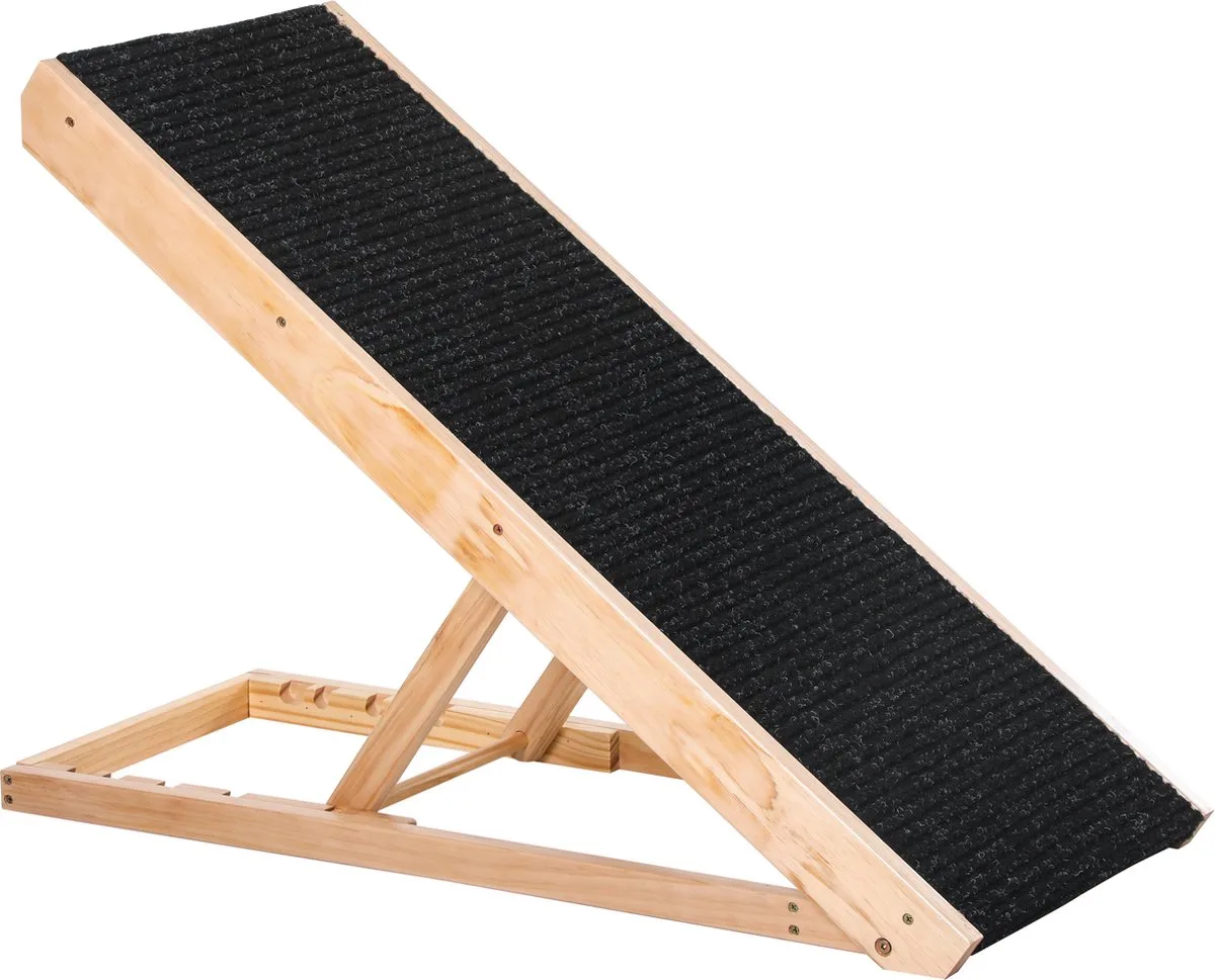 hondenloopplank - verstelbar - grenenhout - zwart by PawHut in Black, Natuurlijk hout – product photo
