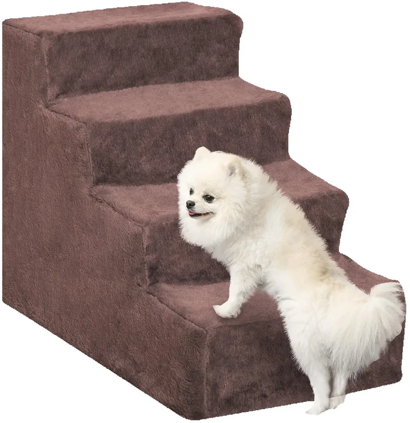 Hondentrap - Honden Trap - Hond - Hondenkussen - Honden Speelgoed - Honden - Katten - Kat - Huisdieren - Huisdier - Huisdieren Trap - Katten Speelgoed von PawHut in Braun – Produktfoto
