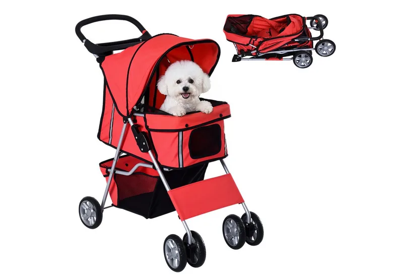 Hondenwagen – Hondenbuggy – Pet Stroller – 3/4 Wielen – 4 Kleuren de PawHut en Rouge – photo produit 2 sur 5