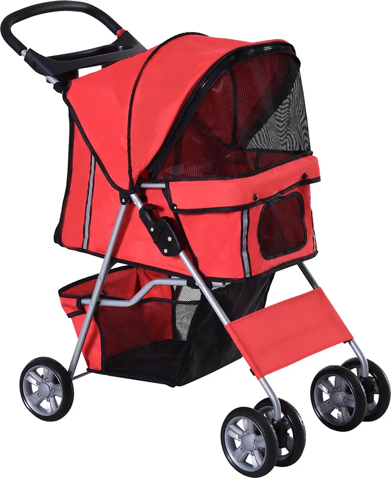 Hondenwagen – Hondenbuggy – Pet Stroller – 3/4 Wielen – 4 Kleuren de PawHut en Rouge – photo produit