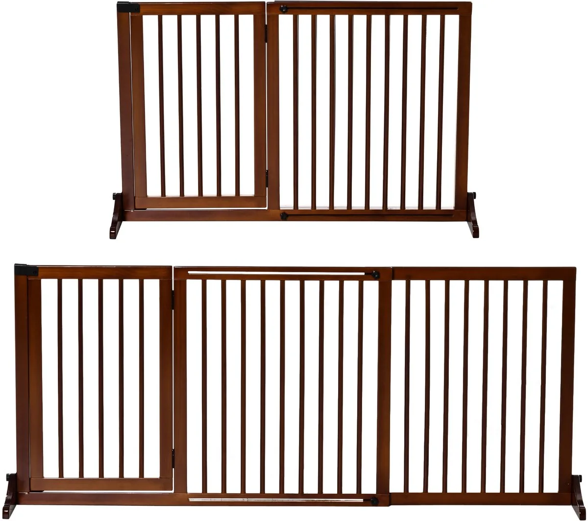 houten hondenhek - vrijstaand - met deur de PawHut en Marron – photo produit
