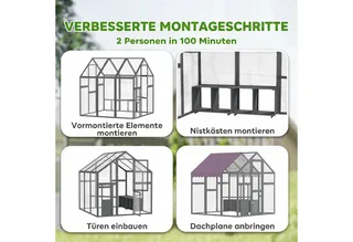 Hühnerstall Freilaufgehege 1,7x1,8x1,8 m Freigehege mit Schloss Tannenholz Hühnerhaus mit Wasserdichtem, Anti-UV Dach Outdoor Geflügelstall für Hühnerkäfig, 6-8 Hühner, Enten, Kaninchen de PawHut en Gris – photo produit 4 sur 5