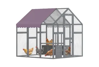 Hühnerstall Freilaufgehege 1,7x1,8x1,8 m Freigehege mit Schloss Tannenholz Hühnerhaus mit Wasserdichtem, Anti-UV Dach Outdoor Geflügelstall für Hühnerkäfig, 6-8 Hühner, Enten, Kaninchen de PawHut en Gris – photo produit 2 sur 5