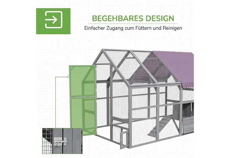 Hühnerstall mit Schattendach D51-407V00 fra PawHut i Grå – produktbillede 5 af 5