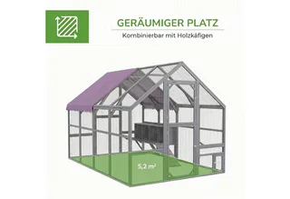Hühnerstall mit Schattendach D51-407V00 fra PawHut i Grå – produktbillede 4 af 5