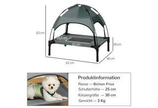 Huisdierenbed met luifel verhoogd hondenbed hondenligbed ademend taft-stof D04-057 de PawHut en Noir – photo produit 3 sur 5