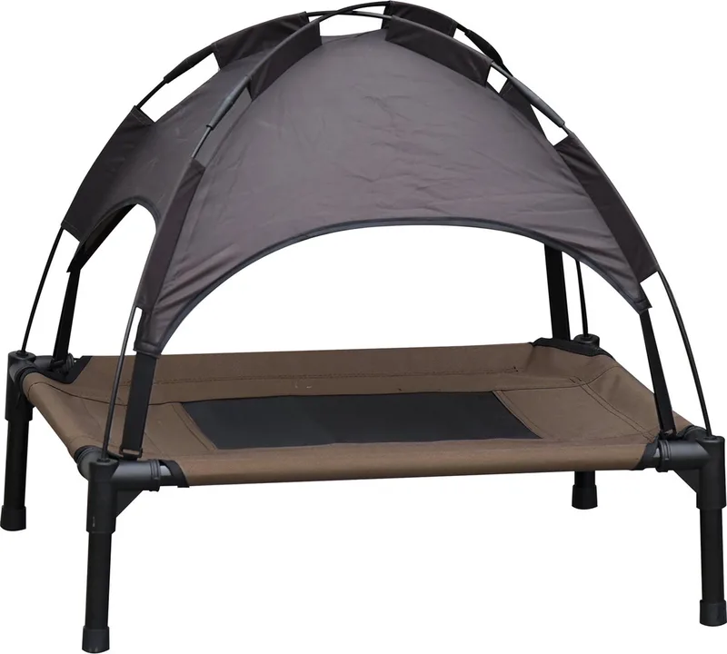 Huisdierenbed met luifel verhoogd hondenbed hondenligbed ademend taft-stof D04-057 de PawHut en Noir – photo produit