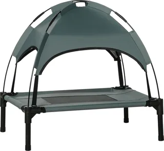 Huisdierenbed met luifel verhoogd hondenbed hondenligbed ademend taft-stof D04-057 de PawHut en Noir – photo produit 1 sur 5