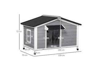 Hundehütte mit zu öffnendem Asphaltdach D02-143V01 by PawHut in Grey, White – product photo 3 of 5