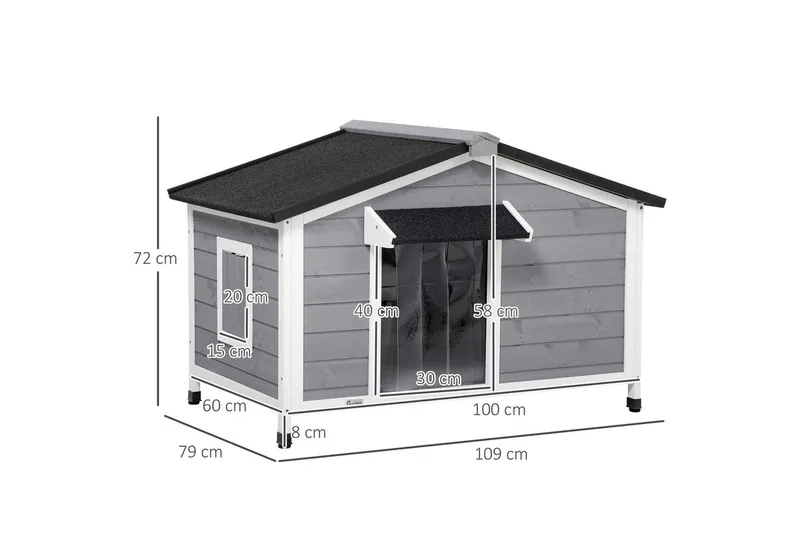 Hundehütte mit zu öffnendem Asphaltdach D02-143V01 by PawHut in Grey, White – product photo 3 of 5