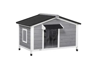 Hundehütte mit zu öffnendem Asphaltdach D02-143V01 by PawHut in Grey, White – product photo 2 of 5
